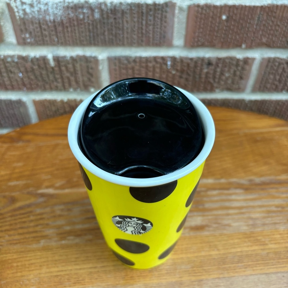 Starbucks Store Citron Polka Dot Double Wall Traveler coffee mug 12 oz - Picture 2 of 7
